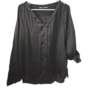 Zara Basic Size Large Black Blouse